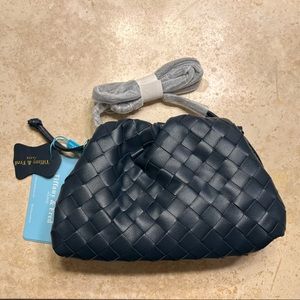 Tiffany and Fred navy woven leather bag. Never used!